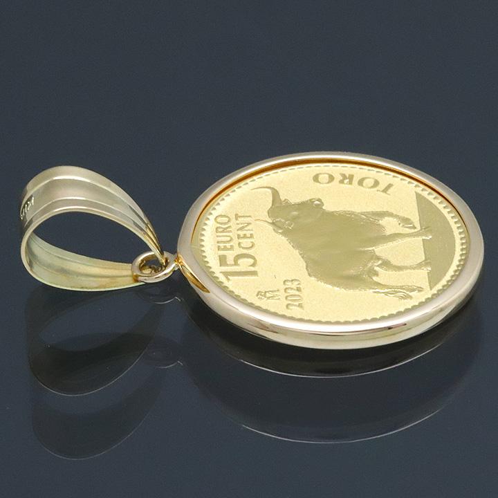 コイントップ 24金 ペンダントヘッド 1/10oz スペイン雄牛 (勤勉 コイントップ 24金 ペンダントヘッド 1/10oz スペイン雄牛 (勤勉