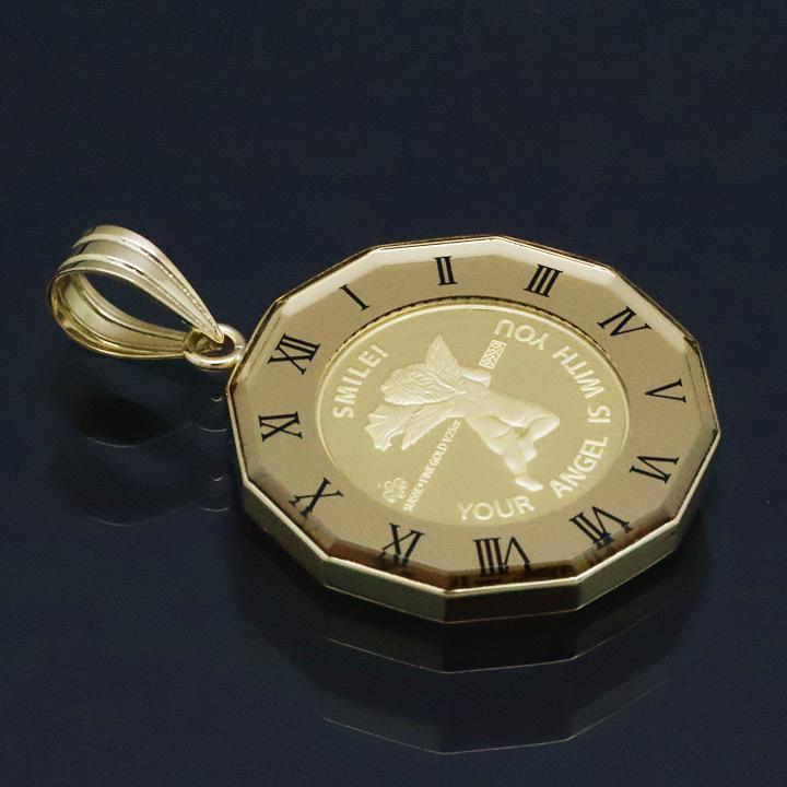24金 コイン トップ ペンダントトップ ペンダントヘッド エンジェル