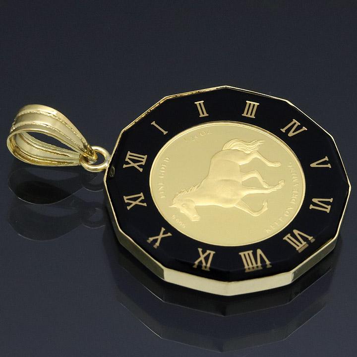 24金 コイン ペンダントトップ ペンダントヘッド ホース K24