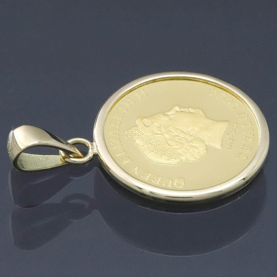 24金 コイン ネックレストップ ペンダントヘッド キャット 猫 K24 純金