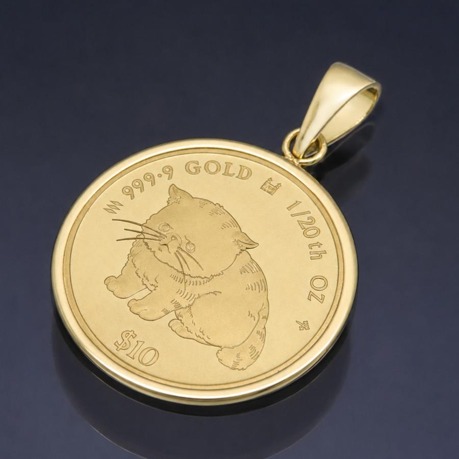 コイントップ 24金 ペンダントヘッド 1/20oz 1/20オンス キャット 猫
