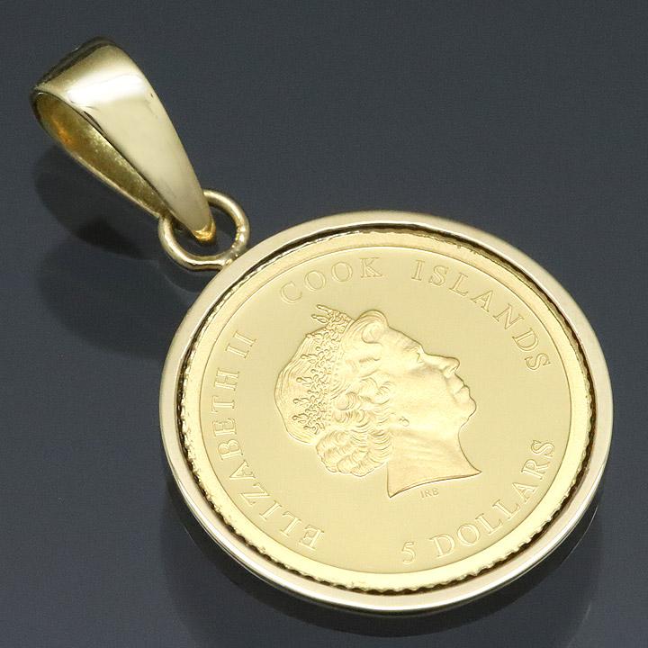 コイントップ 24金 ペンダントヘッド 0.5g 英国エリザベス女王 コイントップ 24金 ペンダントヘッド 0.5g 英国エリザベス女王