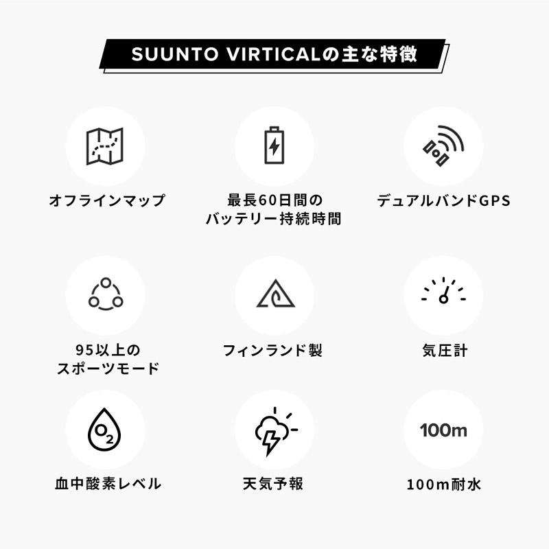 スント SUUNTO バーティカル VERTICAL チタン＆ソーラー 太陽光充電 スマートウォッチ GPSスポーツウォッチ 腕時計 ランニングの画像