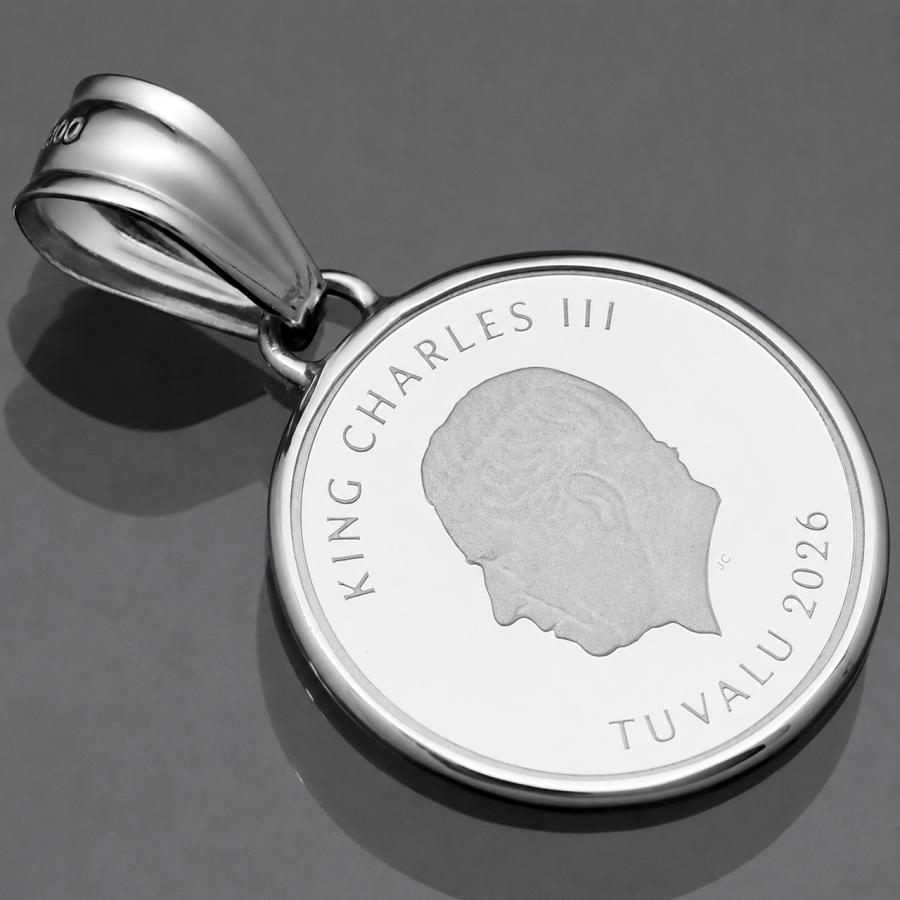 コイントップ 純プラチナ PT999 ペンダントヘッド 1/10oz 1/10オンス シロナガスクジラ (幸運 金運 商売繁盛) ネックレストップ PERTH MINT社製の画像