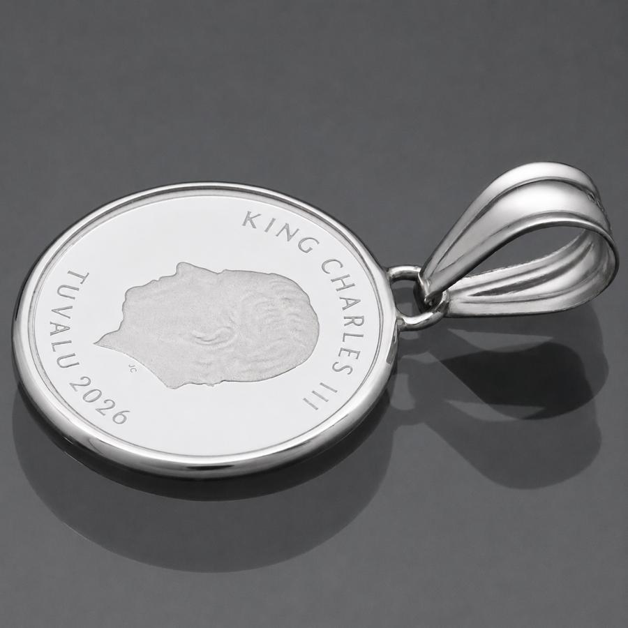 コイントップ 純プラチナ PT999 ペンダントヘッド 1/10oz 1/10オンス シロナガスクジラ (幸運 金運 商売繁盛) ネックレストップ PERTH MINT社製の画像