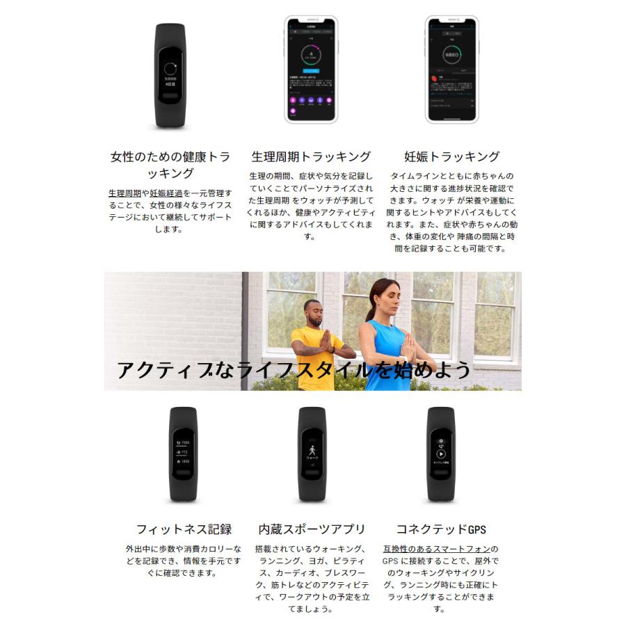 スマートウォッチ ガーミン GARMIN vivosmart 5 【取説サービス】 血中酸素 通知機能 ダイエット 生理・妊娠管理 睡眠計 心拍計の画像
