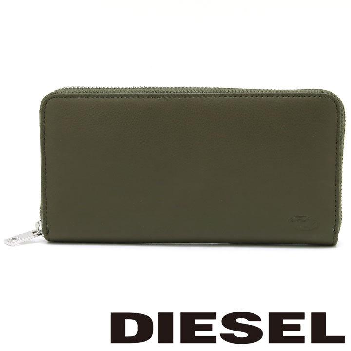 DIESEL ディーゼル 長財布 財布 メンズ オリーブグリーン オレンジ  