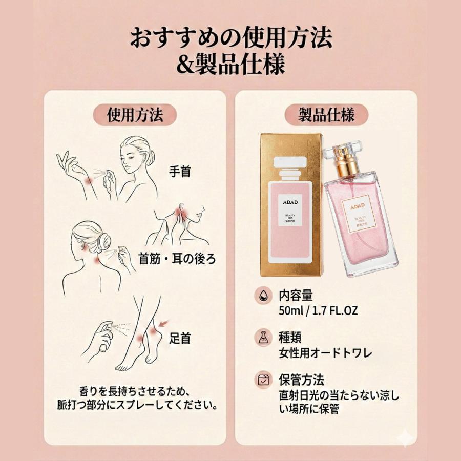 誘惑のキス 香水 女性、ローズの香り、フェロモン 香水 最強 レディース、デートやパーティーにおすすめ、自信と魅力を高める、香水 人気レディース 50ml |  | 05