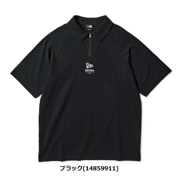 NEW ERA（ニューエラ） ゴルフ 半袖 ポロシャツ シアサッカー ブラック