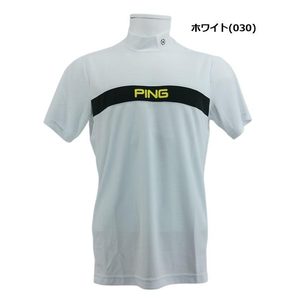 PING ホワイト メンズ 半袖 ハイネックシャツ ゴルフインナー S PING（ピン） ゴルフ メンズ 半袖 ［COOLCORE］ハイネックシャツ PING