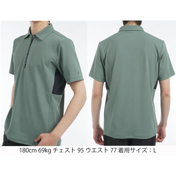 Golfickers ハーフジップシャツ OLIVE sizeM 美品 GT2241H ライン入り ハーフジップアップ 半袖