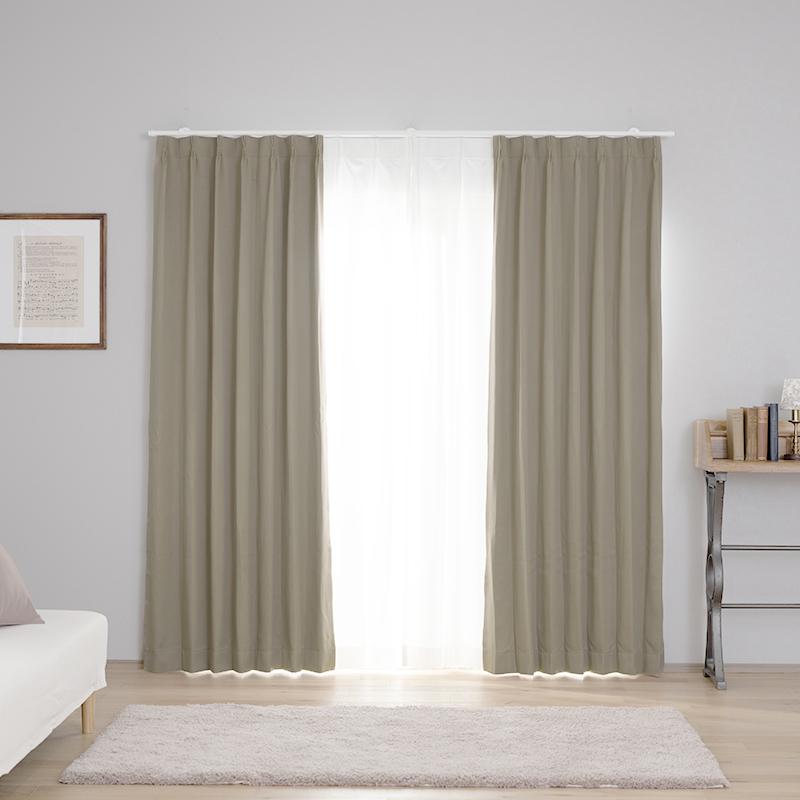 遮光1級・遮熱・防炎カーテン クリアベージュ 遮光1級・遮熱・防炎カーテン(クリア ベージュ 100X110X2