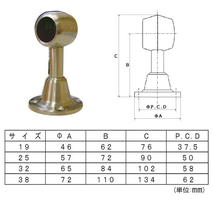 ステンレスブラケット　通と止セット 丸パイプ用 ステンレス スィート 首長ブラケット 止/19mm パイプが回転
