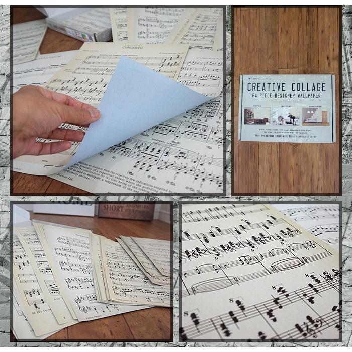 壁紙 アンティーク 張り替え 自分で クロス diy おしゃれ 輸入壁紙 ヴィンテージスコア Vintage Sheet Music 紙製 粉のり付き CSZ｜igogochi｜04