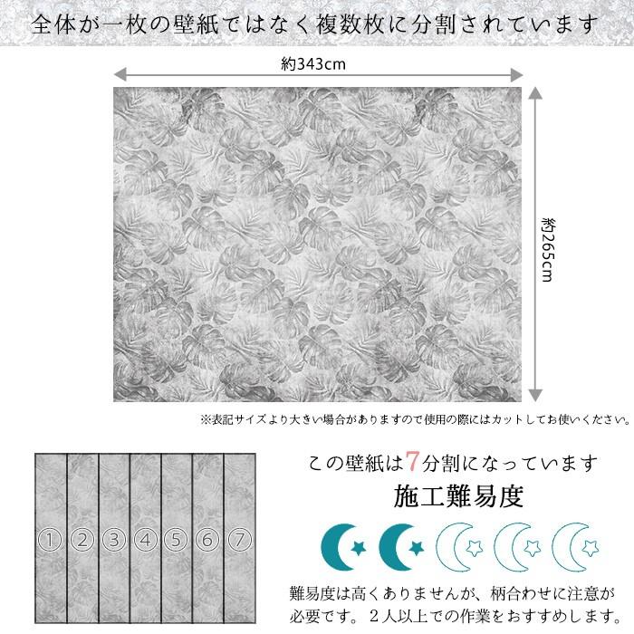壁紙 モノトーン モンステラ柄 おしゃれ 輸入壁紙 クロス 不織布 インポート壁紙 貼って剥がせる WALLPERA 1492-001 Boto C-F-1