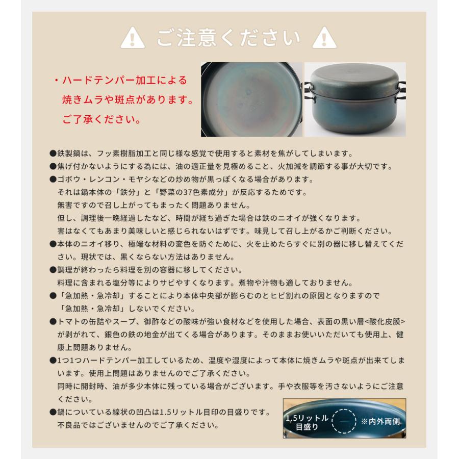 鉄鍋 IH対応 キャンプ 鍋 直火 鉄 両手鍋 万能鍋 藤田金属 フライパン
