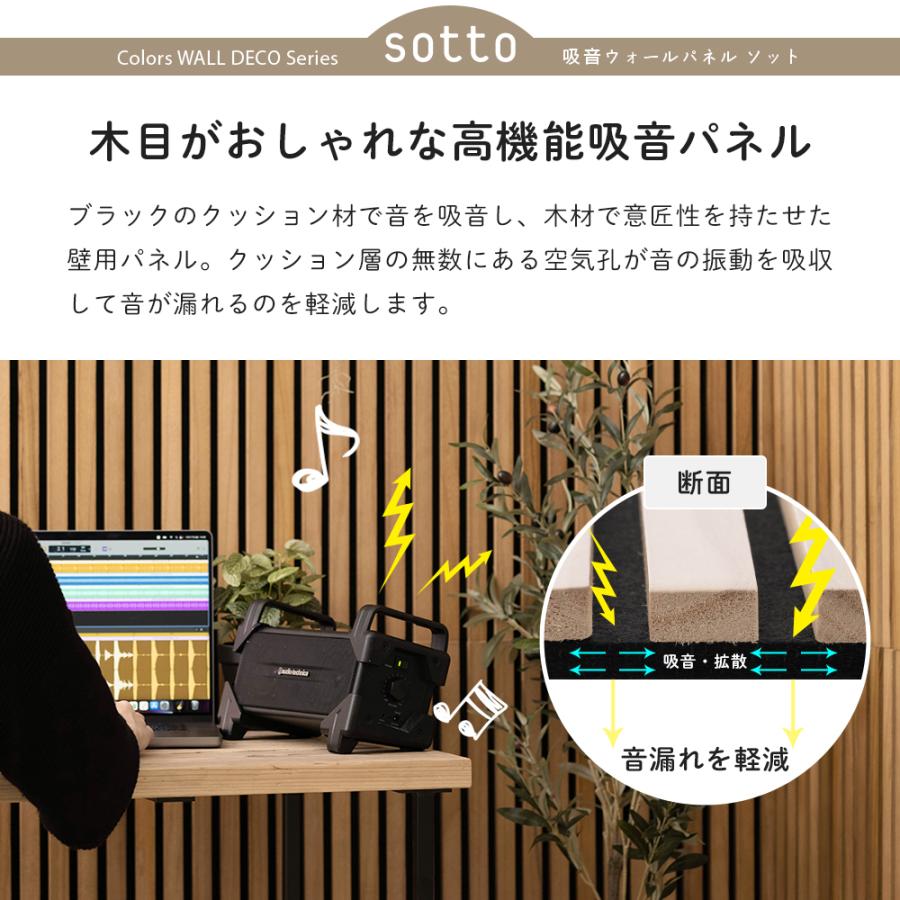 吸音パネル　壁　騒音対策　吸音材　sotto　CSZ　マンション　diy　防音パネル　6枚入り　壁に貼る　賃貸　ソット　おしゃれ　1箱