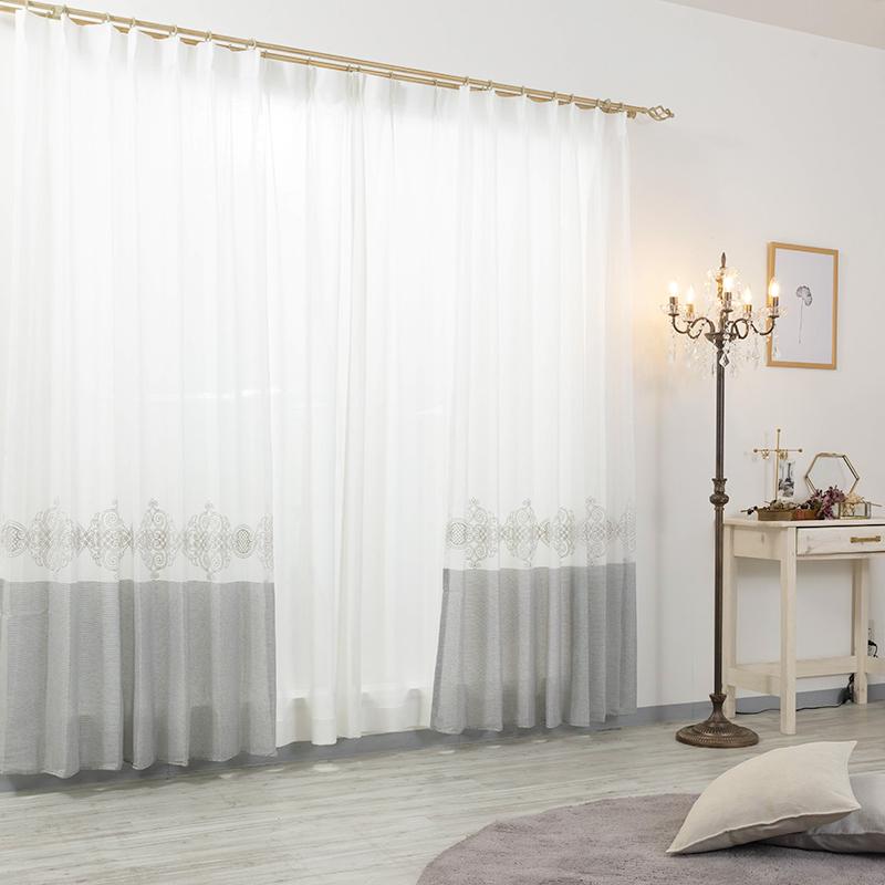 友安製作所 レースカーテン 2枚組 既製品 サイズ 刺繍 裾刺繍 おしゃれ