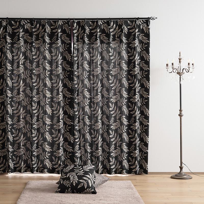 友安製作所 カーテン おしゃれ 葉 リーフ ジャカード 既製サイズ 幅