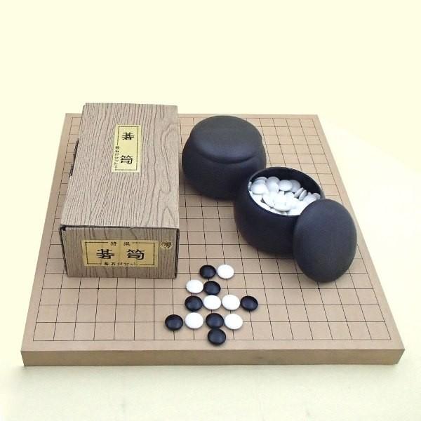 囲碁セット 新桂10号卓上接合碁盤とP碁笥・碁石椿セット