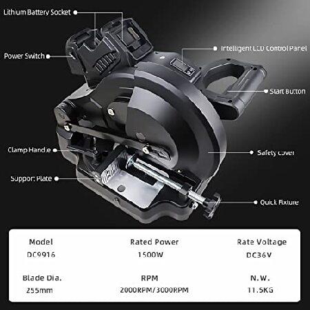 TC・BL　10　Inch　Cutting　Cordless　with　Saw　Machine　Muti-Purpose　Battery(Tool　Off　Chop　Cut　Aluminum　Cutting　for　Iron　Plastic　Compatible　Makita　1500W　Wood