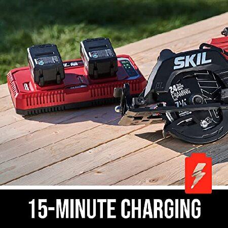 SKIL　2x20V　PWR　Circular　20　Handle　Brushless　CORE　Batteries　Rear　PWR　XP　4”　Saw　Dual　Includes　JUMP　Two　and　5.0Ah　Port　Auto　Kit　7-1　Charger-CR5429B-20,