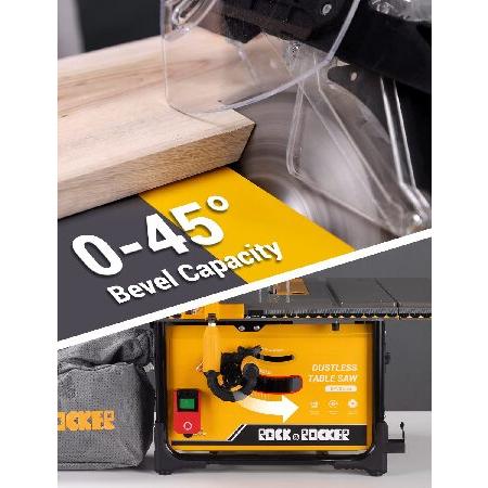 Rock＆Rocker Dust-Free Table Saw, 5000 RPM 15-Amp Table Saw for Jobsite, 8-1 2" 0-45° Bevel Capacity 60T Blade Aluminum Table Saw With 15L Dust Colle - 5