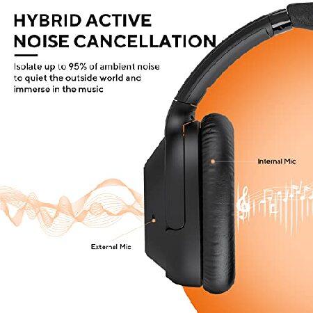 上品な Ankbit E500Pro ハイブリッド アクティブ ノイズ キャンセリング ヘッドフォン、60H プレイタイム ワイヤレス オーバーイヤー Bluetooth ヘッドフォン、マイク付