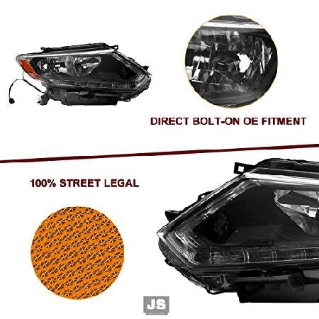 売り廉価 JSBOYAT Headlight Assembly Compatible with 2014 2015 2016 Nissan Rogue w/ DRL Strip Black Housing with Amber Reflector Left ＆ Right Side