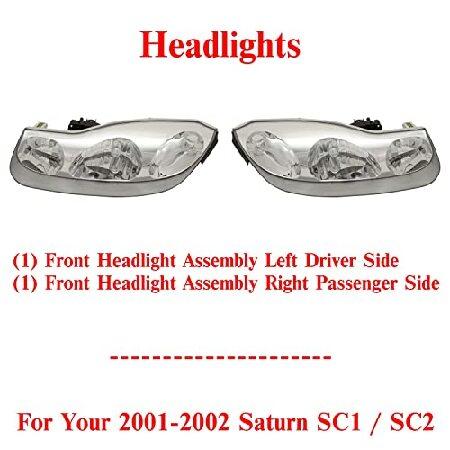 人気買蔵 New Front Headlights Assembly Right Passenger ＆ Left Driver Side For 2001-2002 Saturn SC1 / SC2 Direct Replacement 21124747-PFM 21124748-PFM