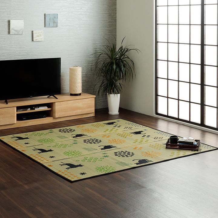 イケヒコ い草ラグ 3畳 NSはなねこ 180×240cm ラグマット 夏 夏用 ラグ