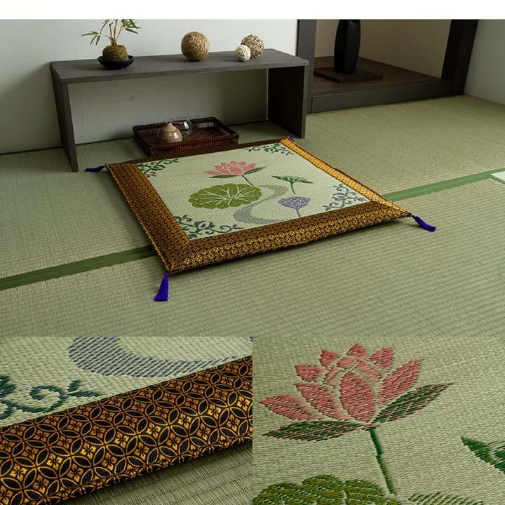 イケヒコ 仏前座布団 い草御前座布団 蓮の花(はすのはな) 70×70cm 日本