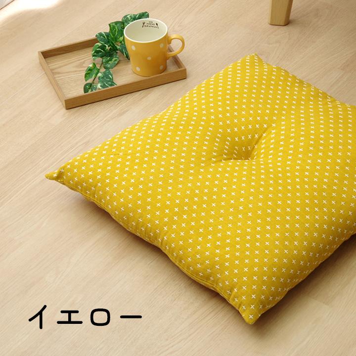 イケヒコ 座布団 クッション 銘仙判 刺し子 約55×59cm 1枚単品 和風