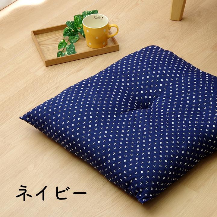 イケヒコ 座布団 クッション 銘仙判 刺し子 約55×59cm 1枚単品 イケヒコ 座布団 クッション 銘仙判 刺し子 約55×59cm 1枚単品