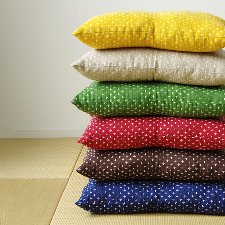 イケヒコ 座布団 クッション 銘仙判 刺し子 約55×59cm 1枚単品 和風