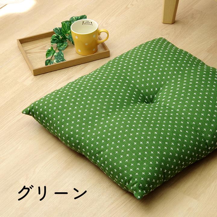 イケヒコ 座布団 クッション 銘仙判 刺し子 約55×59cm 1枚単品 和風