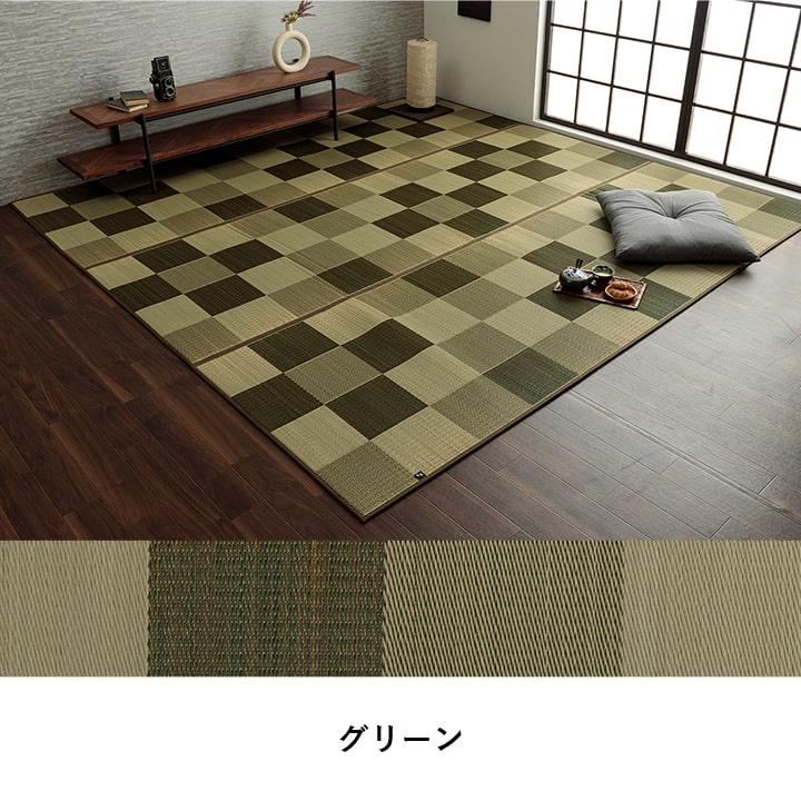カーペット、ラグ、マット い草カーペット 花ござ 国産 江戸間10畳 Fブロック 約435×352cm 日本製 い草ラグ ウレタン入り 裏貼り フローリング 夏用 ラグマット 夏 イグサ 厚手