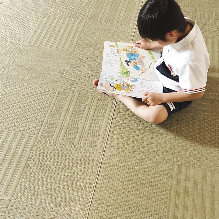 イケヒコ い草 カーペット ござ 上敷き ラグ 市松紋 江戸間 6畳