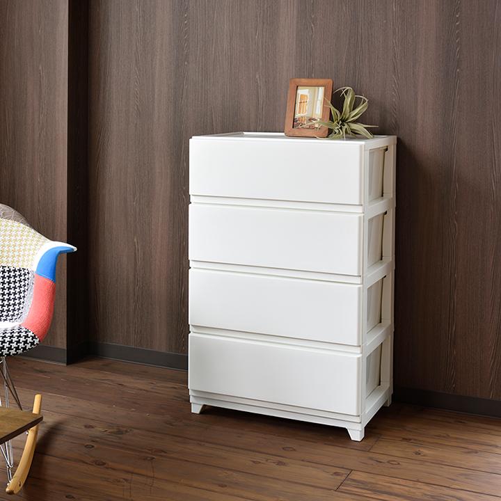 4段プラスチック衣類収納ケース LOWYA チェスト 4段 大容量 衣装ケース プラスチック 中が透け