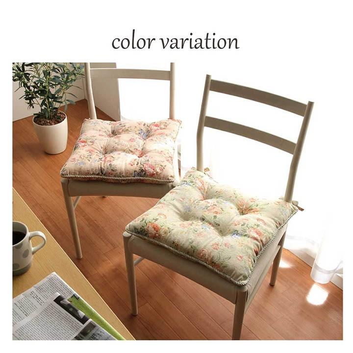 シートクッション 43×43cm モニエール 4枚セット 椅子用 ひも付き
