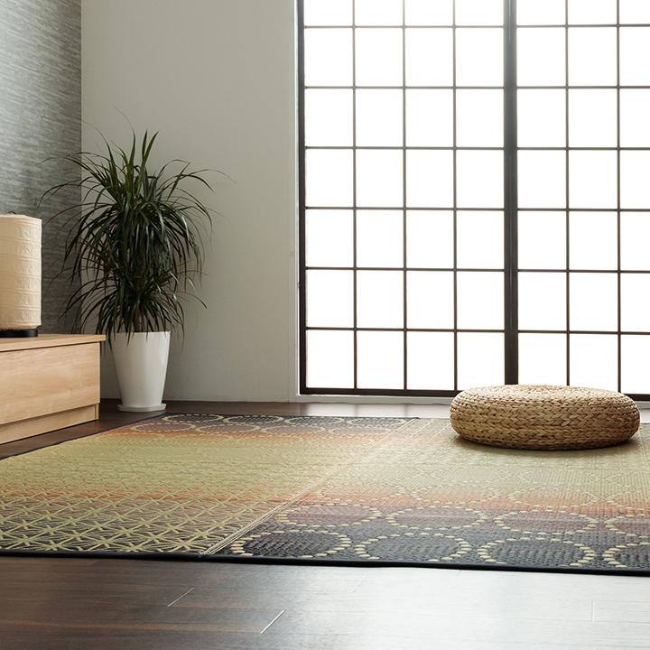 イケヒコ い草ラグ 2畳 NS麻モダン 191×191cm ラグマット おしゃれ 夏