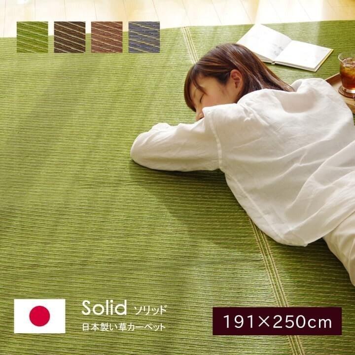 い草ラグ 3畳 国産 Fソリッド 191&times;250cm ふっくら 夏用 ラグ ラグマット 日本製 裏ウレタン付き い草カーペット イグサ フローリング シンプル