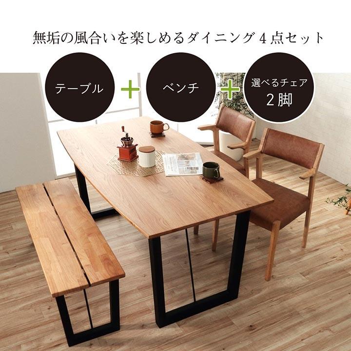 ダイニングテーブル セット ベンチ ネモ ダイニング4点セット 80×180cm