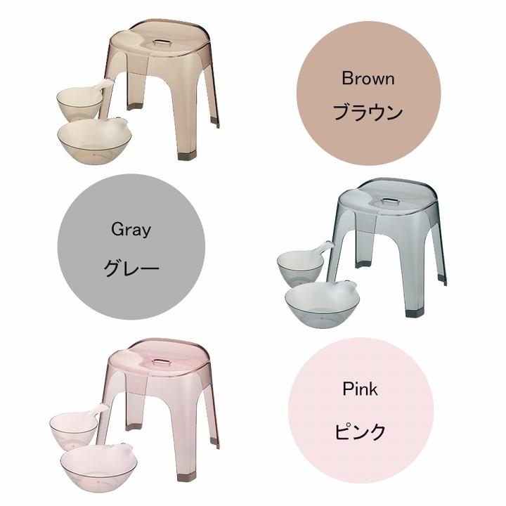 バス用品 リュクレ 腰かけ 高さ 35cm 3点セット 腰かけ + 湯おけ + 手おけ 日本製 お風呂 セット 椅子 バスチェア 風呂椅子 イス 浴槽 桶 スケルトン_12