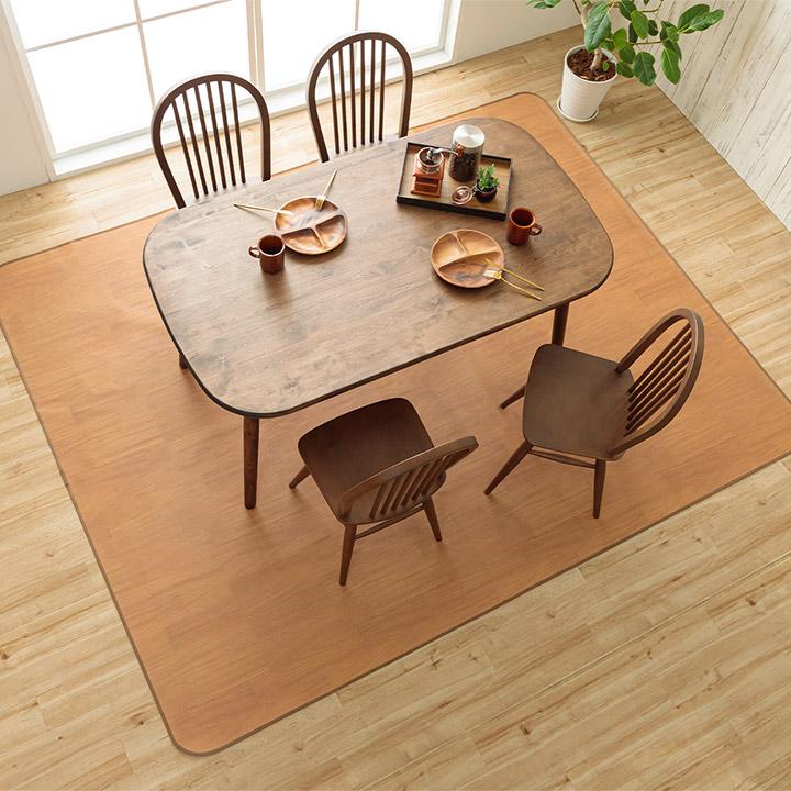 ラグ カーペット 2畳 防水ラグマット 185×185cm 木目 おしゃれ 拭ける