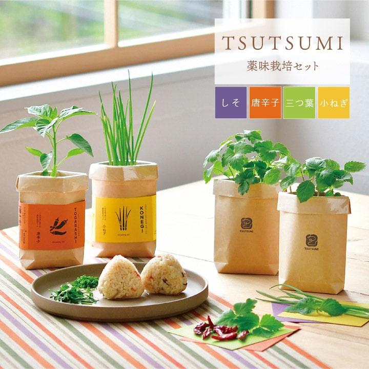 栽培キット TSUTSUMI しそ 唐辛子 三つ葉 小ねぎ 米袋 栽培