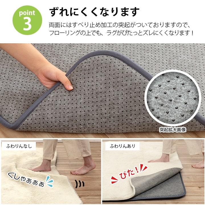 下敷き ラグ ふわりん 極厚30mmタイプ 1.5畳 防音 極厚 ラグマット 厚手 滑り止め リビング 床暖房対応 ホットカーペット対応 防音マット アンダーラグの画像