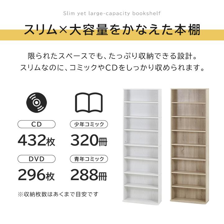 不二貿易（Fuji Boeki） 本棚 書棚 大容量 スリム書棚 幅60 高さ180