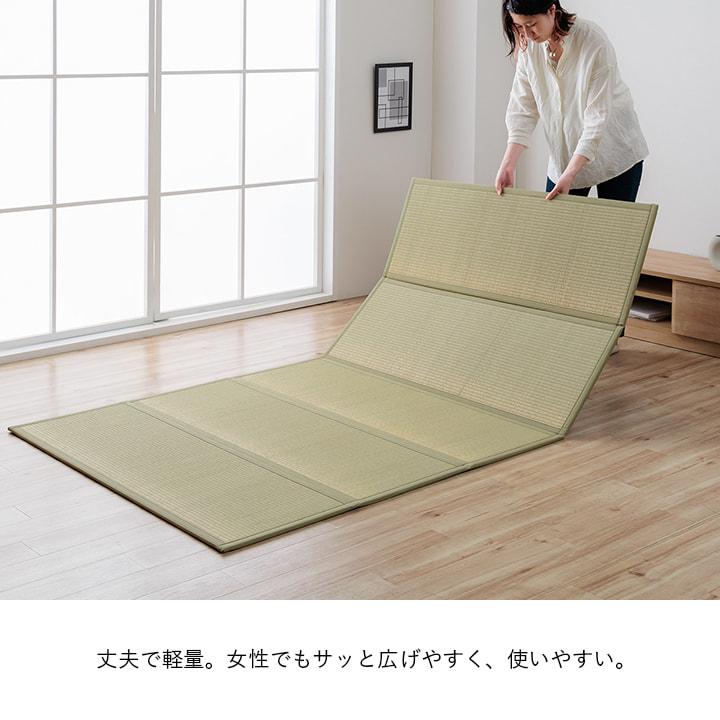 畳 置き畳 い草 マットレス シングル 国産 日本製 カビ防止 ユニット畳 夢見畳 5連 100×210cm 布団 五つ折り 折り畳み 五連マットレス 軽量 イケヒコ 敷き畳｜igusakotatu｜07