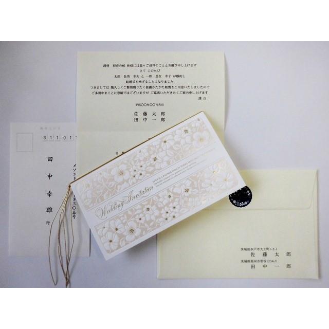 結婚式 招待状 手作りキット 印刷用紙 フィオラ（ホワイト・ピンク）10セット入り｜igwpp｜05